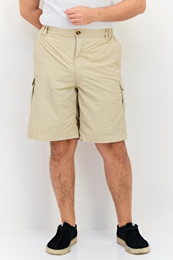 Nautica Men Regular Fit Plain Cargo Shorts, Tan