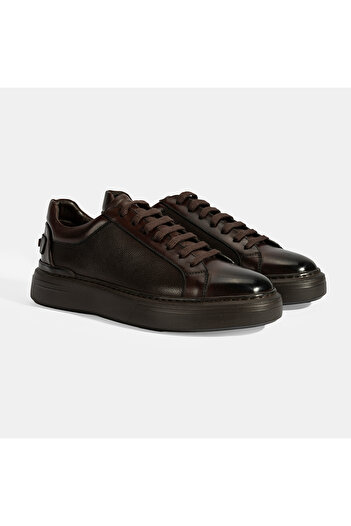 Desa Men's Brown Laced Leather Casual Shoes