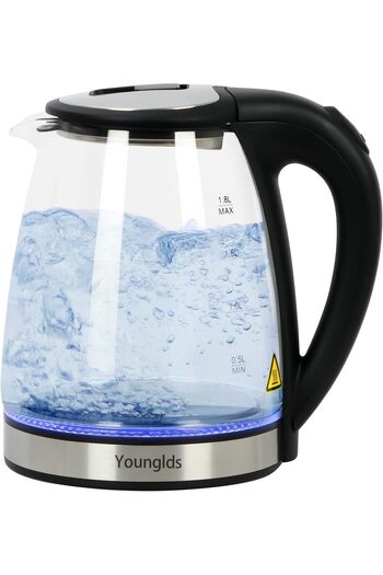 erorex Electric Kettle1.8L Transparent Glass Kettle Stainless Steel Tea Kettle 1500W Fast Boiling Water