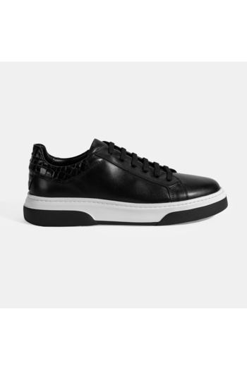 Desa Men's Black Lace-Up Leather Sports Shoes