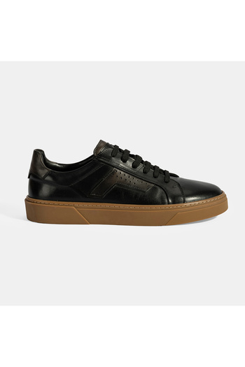 Desa Men's Black Lace-Up Leather Casual Shoes