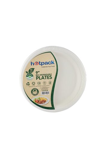 Hotpack 9-Inch Bio-Degradable Paper Plates 10pcs – Eco-Friendly Disposable Tableware