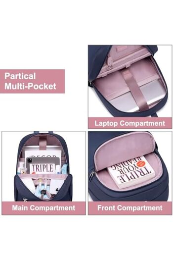 Chantria Small Backpack for Women 13L Compact 14-inch Laptop Backpack Multi-pocket Water-resistant S