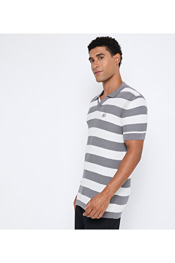 Ben Sherman Men's Gray FLAT KNIT POLO