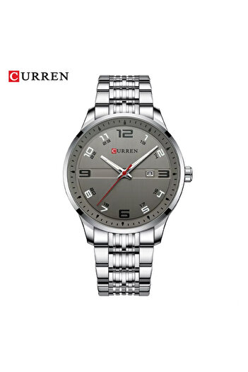 Curren 8411 Men's Analog Watch Grey Dial Stainless Steel Strap Date Display Quartz Movement