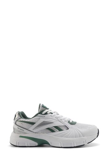 Reebok Lace-Up Casual Sneakers White Green Sneaker White