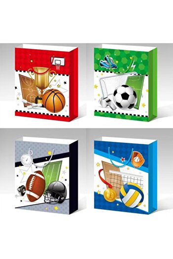SONORH Set of 4 Gift Bags, 40*31*12 cm, with Festive, Sports Pattern, for Birthdays and Holidays, E5636