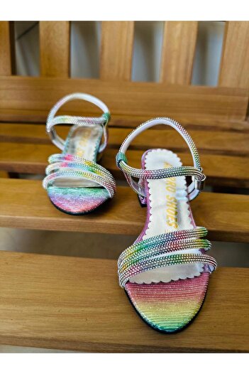 Gala Children's Heeled Shoes with Stone Embellishments.