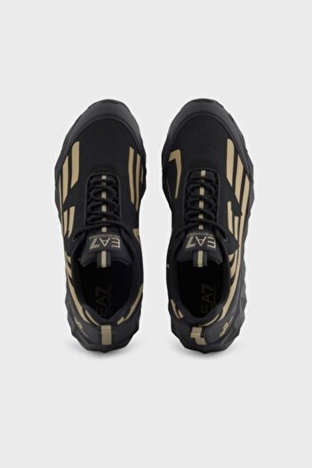 EA7 Erkek Hafif Yüksek Taban Kartal Logolu Siyah-Altın Sneaker X8X217 XK433-R969