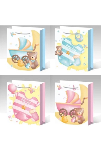 SONORH Set of 4 Gift Bags, 32*26*10 cm, Boys and Girls, for Birthdays and Holidays, E5629