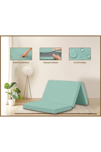 Evim Canvas Mint Zippered Foldable Floor Bed Floor Mat 70X180X10Cm
