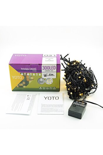 Family Christmas Yoto linear Christmas installation, 24 m, of which 1 m 220V plug cable, 300 LED, 8 light effects