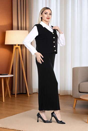 Sena Women's Knitwear Pleated Skirt Vest Set