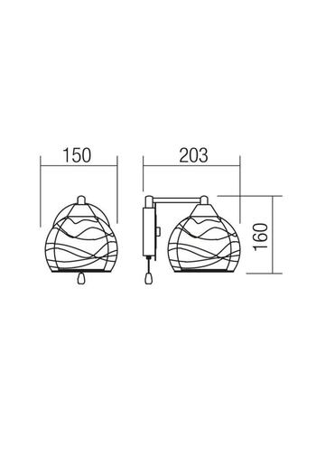 SMARTER Smarter wall lamp, metal structure, chrome details, double blown glass diffuser, E27 socket