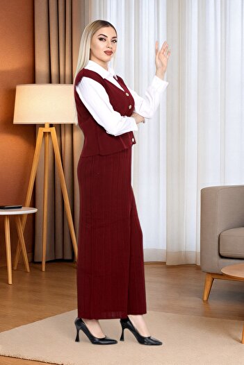 Sena Women's Knitwear Pleated Skirt Vest Set