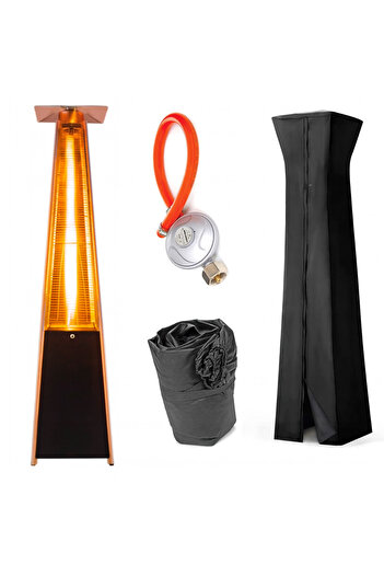 zola Gas patio/outdoor heater, 13 kW, 54x46x227 cm, castors, hose, reducer, cover, steel