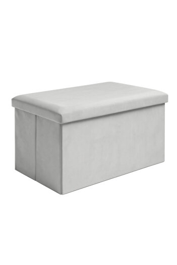 zola Folding stool with storage space, 54 l, 60x30x30 cm, supports 80 kg, MDF, velvet, light gray