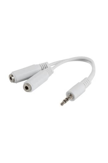 OEM Audio Stereo Adapter Jack 3.5 mm Male to 2 x Jack 3.5 mm Female, 10 cm, White