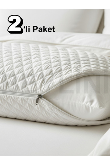 BEYLİNİ 2-Piece Pillow Protector Liquid-Proof Quilted Zippered Washable Anti-Allergic Pillow Protector 50X70 cm