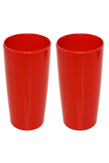 Bosphorus 2 Pieces Pen Holder Red Color Melamine Office Supplies 8X8X11Cm 320ml