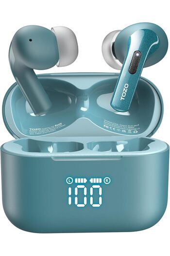 TOZO T20 Wireless Earbuds Bluetooth Headphones 48.5 Hrs Playtime with LED Digital Display, IPX8 Wate
