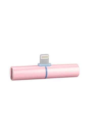 OEM Adaptor 2in1 , conector 3,5 mm jack si Lightning, Roz