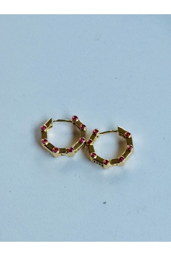 QUEENELA Steel hoop earrings with Zirconia