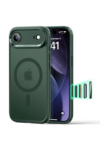 Stef's Cat Case for iPhone 17 Air, Classic Hybrid HaloLock, N15, Polyurethane, Frosted Green