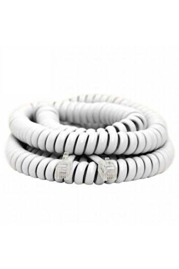 Stef's Cat Spiral Cable for Phone, Modular Plug 4P4C, 6m Length, White