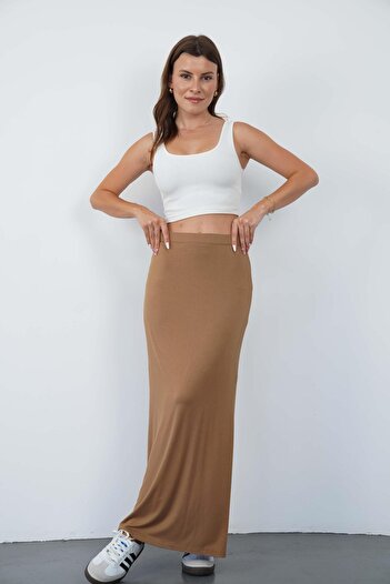 penyebizden Nora Women's Maxi Length Lined Viscose Skirt-Cinnamon