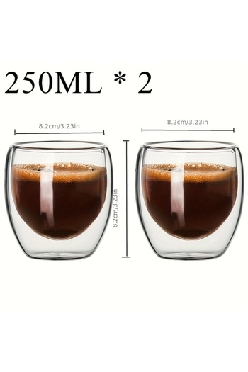 Choice1 80-450ml 2 pcs 250ml Double Wall Glass Cup Heat Insulation Transparent Handmade Tea Drink Cups MINI