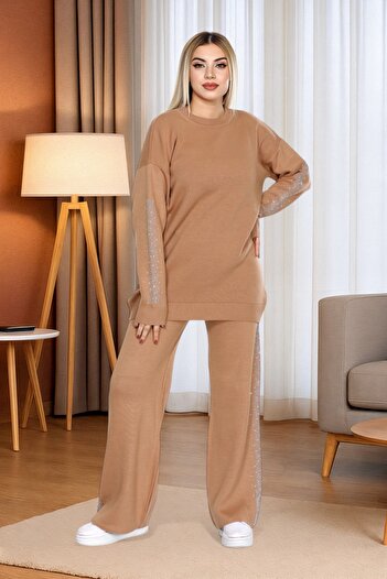 Sena Women's Knitwear Set with Side Stone Detail