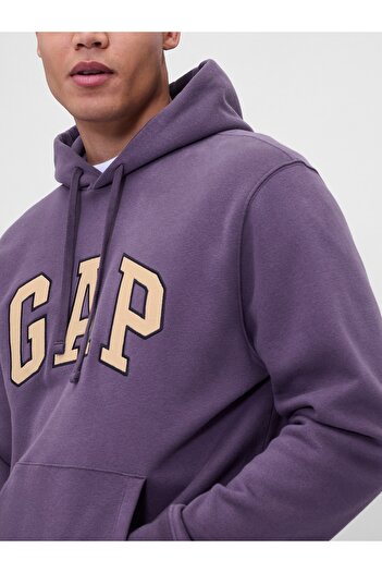 GAP Erkek Koyu Lila Logo Vintage Sweatshirt