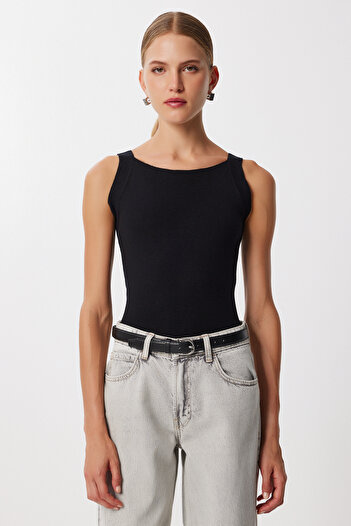Happiness İstanbul Women's Ecru Black 2-Pack Knitwear Blouse with Straps Ub00479