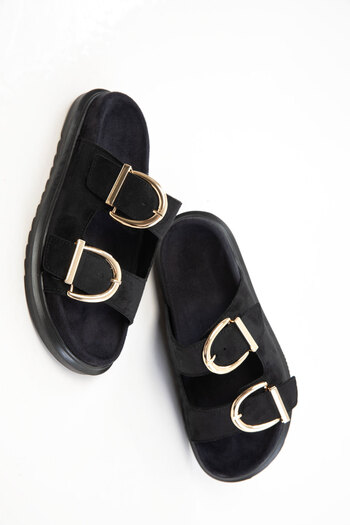 SOHO Black Suede Women's Slippers 20698