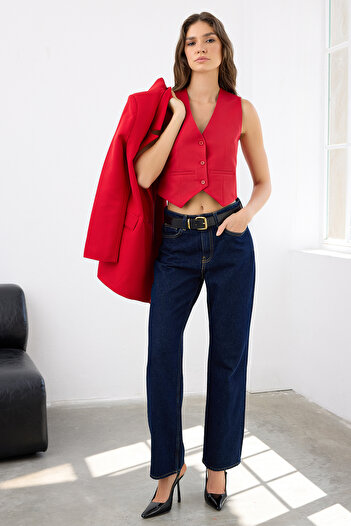 Trendyol Collection Red Regular/Normal Mold Woven Vest Twoss22Ye0053
