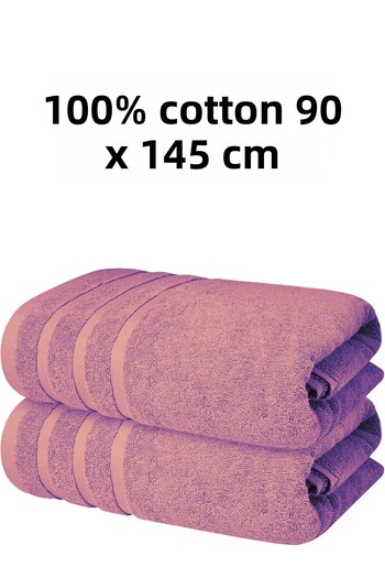 KAYABEY HOME Λιλά Σετ 2 τεμαχίων Μεγάλης μέγεθος Πετσέτες μπάνιου Πετσέτες ντους Μαλακές 100% βαμβακερές με σχέδιο ρίγες