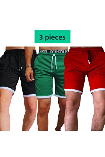 Relax family xf Men's Black White Red Green Grey Sports Shorts Basketball Football Striped Shorts Fitness Running Bermuda