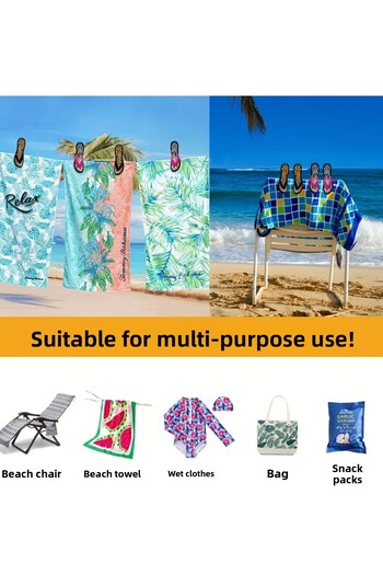 Yenigeldi 2Pcs Slipper Beach Towel Clips - Wind Resistant, Strong Grip, Fun and Portable
