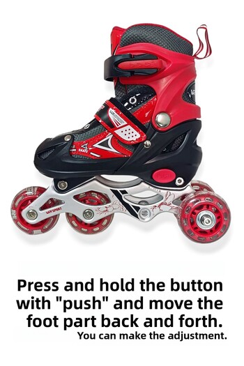 Brother Toys Children's Roller Skates with Bag and Lighted Numbers, Adjustable Size, Single Row and 2+1+1 Wheel Skates, Pink, Red, Blue