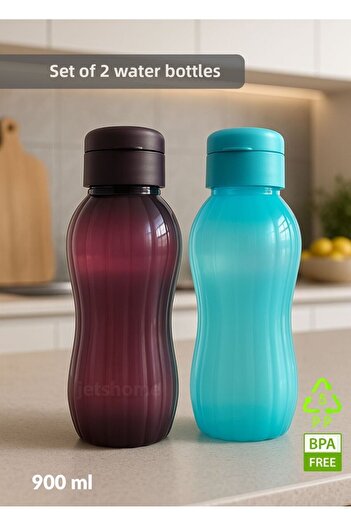 Jet's Home Drinking Bottle Set of 2 Water Bottle Bpa Free School Drinking Bottle Pp-5 Drinking Bottle Sports School Office Drinking Bottle Plum-Blue 900 ml