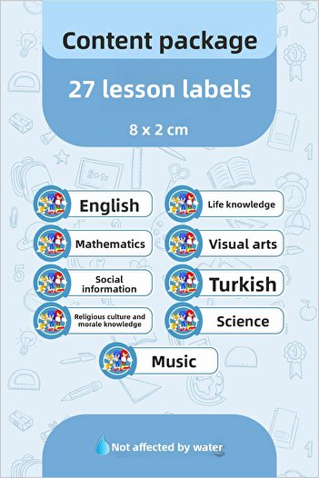 Piksel Grafik School Lesson Label Sonic Themed 27 Pieces 8 cm School Lesson Label - Sonic Special New Design