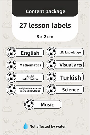 Piksel Grafik School Lesson Label Beşiktaş 27 Pieces 8 cm School Lesson Label - Special New Design
