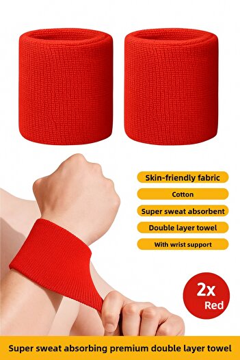 SÖYLEMEZ ÇORAP 2Pcs Super Sweat Absorbing Premium Double Layer Towel Wristband Athlete Wristband for Tennis Basketball Football