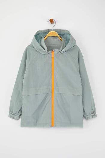 TRENDYOLKIDS Mint Solid/Basic Hooded Relaxed/Casual Fit Unisex Kids Raincoat & Windbreaker Tkdaw26Yr00002