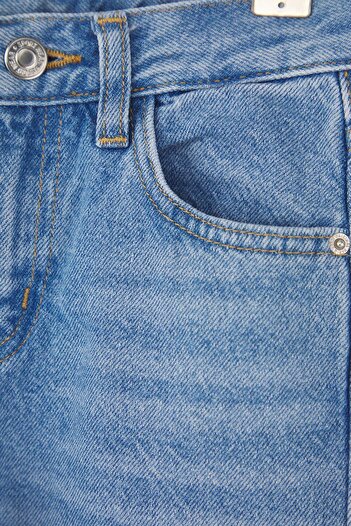 TRENDYOLKIDS Blue 100% Cotton Adjustable Elastic Straight Girl's Denim Jeans Tkdaw26Je00006