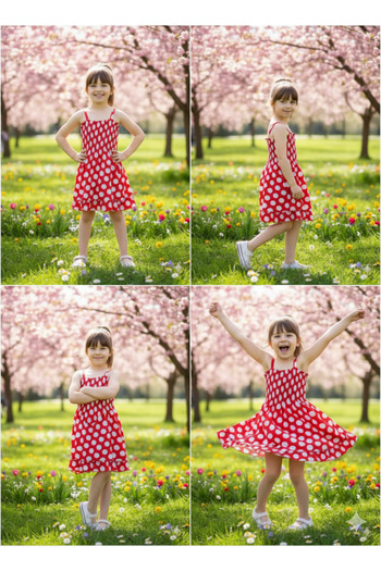 childs Girl's Gipeli Strap Ruffle Polka Dot Lycra Combed Cotton Dress