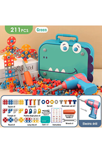 Choice green 211pcs DIY Nut Hand Disassembly Assembly Puzzle Simulated Screwing Toolbox Early Educational K