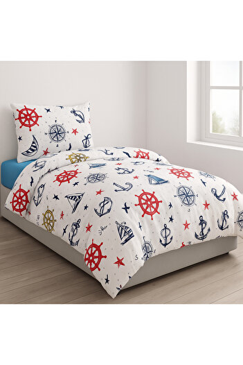 sehra Cotton Single Duvet Cover Set Children's Pattern Quilt Cover + Fitted Sheet + 1 Pillowcase