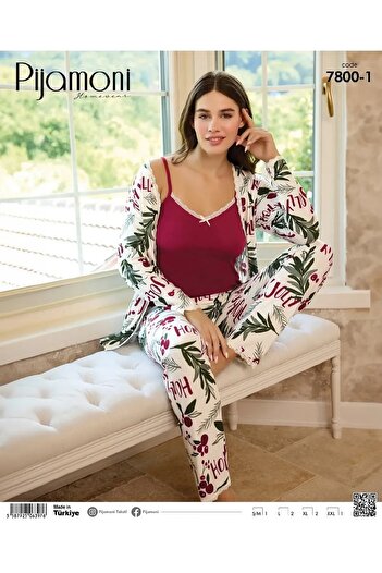Pijamoni Dressing Gown Pajamas Set 3 Pieces
